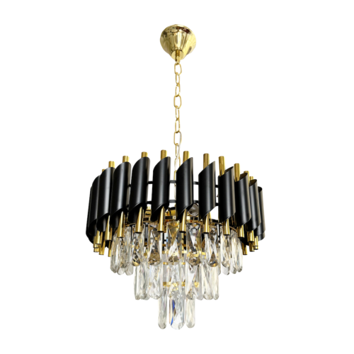 Sietynas Cristal 5xE14 juodas / auksinis Ø38 cm