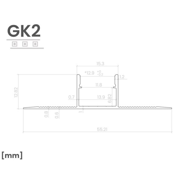 ekg2432e Profilis LED wpuszczany GK2 rinkinys z gaubtasem mlecznym 2m