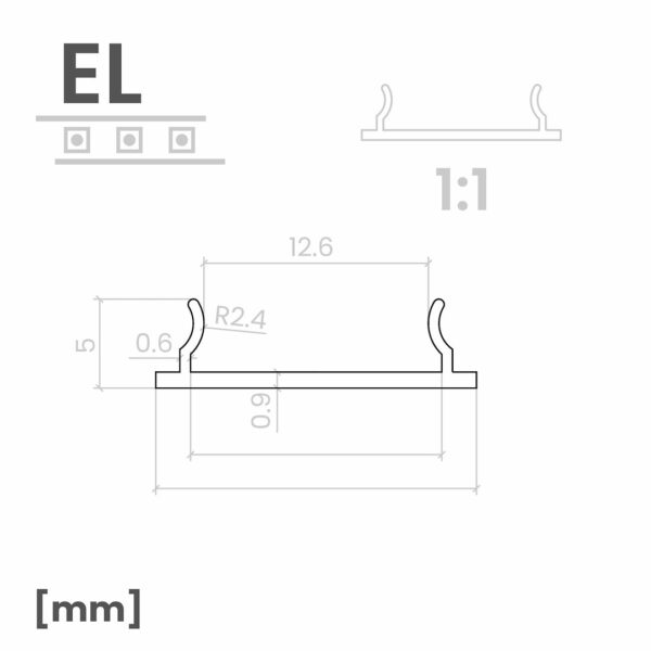 ekg2433e Profilis LED natynkowy EL rinkinys z gaubtasem mlecznym 2m