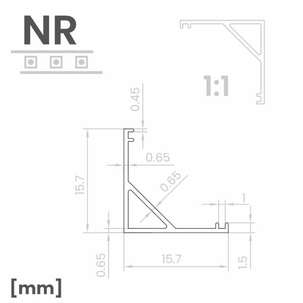 ekg2438e Profilis LED kątowy NR rinkinys z gaubtasem mlecznym 2m