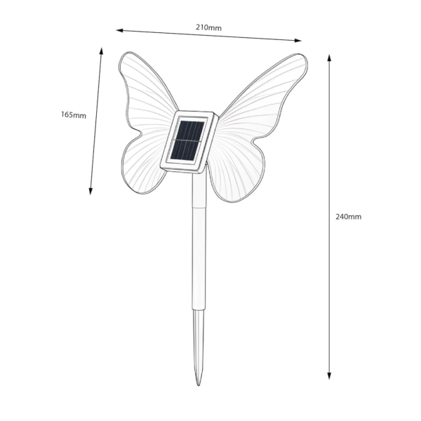 Saulės lempa Butterfly RGB IP44