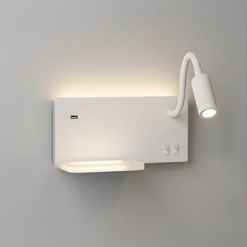 Šviestuvas nocna z półką Shelf Led 4W+5W+2W prawa Baltas