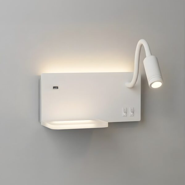 ml0694a Šviestuvas nocna z półką Shelf Led 4W+5W+2W prawa Baltas