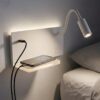 ml0694b Šviestuvas nocna z półką Shelf Led 4W+5W+2W prawa Baltas