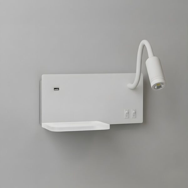 ml0694e Šviestuvas nocna z półką Shelf Led 4W+5W+2W prawa Baltas