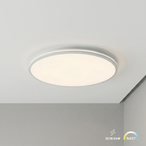 Plafonas Hugo 16-24-32W 3CCT IP54 Baltas