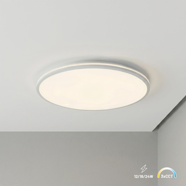 Plafonas Hugo 16-24-32W 3CCT IP54 Baltas