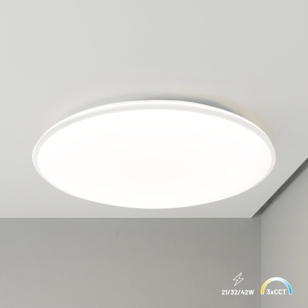 Plafonas Hugo 21-32-42W 3CCT IP54 Baltas