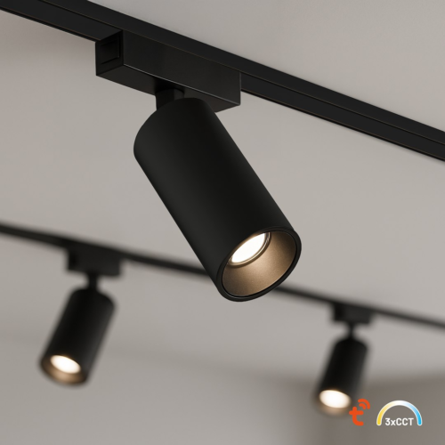 Slim Magnetic Track Juodas spot 9W LED Tuya CCT 48V