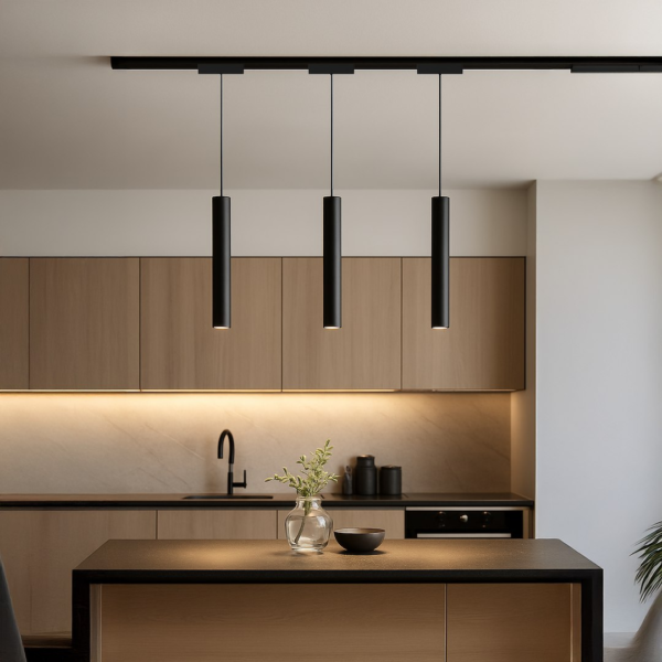 ml2599c Slim Magnetic Track Juodas pendant 6W LED Tuya CCT 48V