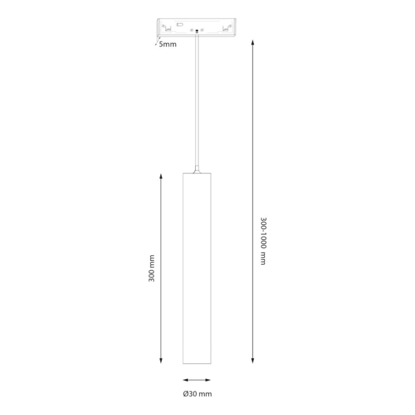 Magnetic Track Pendant Tube 5mm 7W CCT 48V