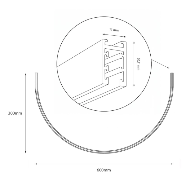 Bėgelis 1/2 Okrąg Natynk Magnetic Track 5mm fi 60cm