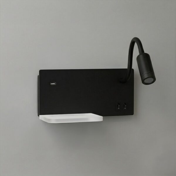 Šviestuvas nocna z półką Shelf Led 4W+5W+2W prawa Juodas