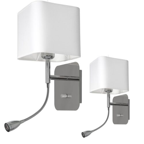 Sieninis šviestuvas Napoli 1xE27 + 1W LED Baltas / Chromase