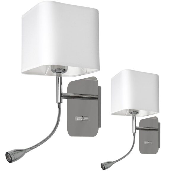 Sieninis šviestuvas Napoli 1xE27 + 1W LED Baltas / Chromase