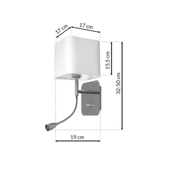 Sieninis šviestuvas Napoli 1xE27 + 1W LED Baltas / Chromase