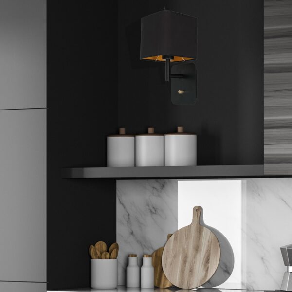 Sieninis šviestuvas NAPOLI BLACK/GOLD 1xE27