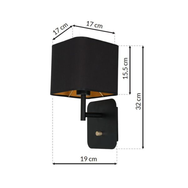 Sieninis šviestuvas NAPOLI BLACK/GOLD 1xE27