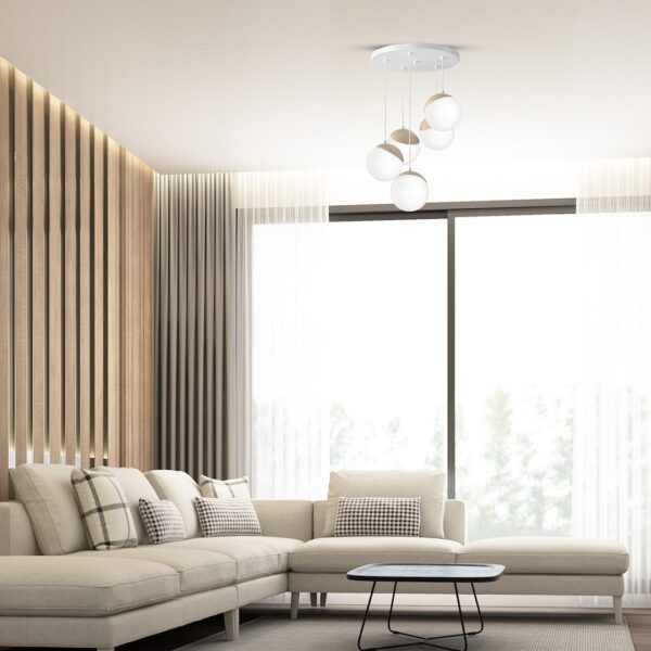 Pakabinamas šviestuvas SFERA WOOD 5xE14