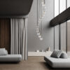 Modern dark and open space living room or hotel, grey sofa, nat AURORA TRANSPARENT PAKABINAMAS ŠVIESTUVAS 16