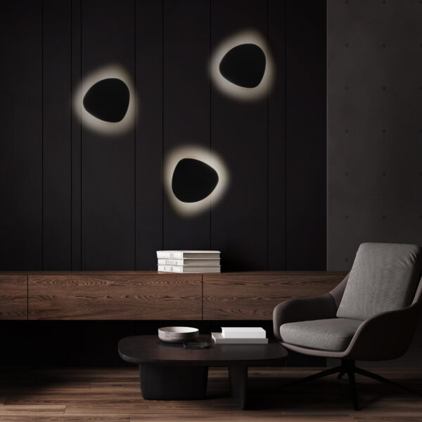 Modern luxury dark living room interior background with grey arm Sieninis šviestuvas Stone Black 2