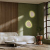 Wabisabi style living interior Concept Green japanese room.3D re Sieninis šviestuvas Stone Sabia 3
