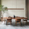 Contemporary Rectangular Dining Room with Concrete Floor and Ele Pakabinamas LED šviestuvas Viga Wood pušis riešutmedis 24W