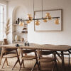 Frame mockup in nomadic boho kitchen interior with rustic decor, Pakabinamas šviestuvas Estera Brown 9