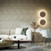 Modern apartment with white furniture and empty wall background. Luna Wood Ąžuolas 400 sieninis šviestuvas 4