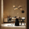 Contemporary nomadic home interior, room in brown colors, 3d ren Pakabinamas šviestuvas Anabelle Brown 6