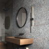 Corner of stylish bathroom with grey walls, white marble floor, Flash Black sieninis šviestuvas 2 LED