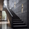 Concrete interior with stairs and sunlight. Industrial, concrete Flash Black sieninis šviestuvas 2 LED