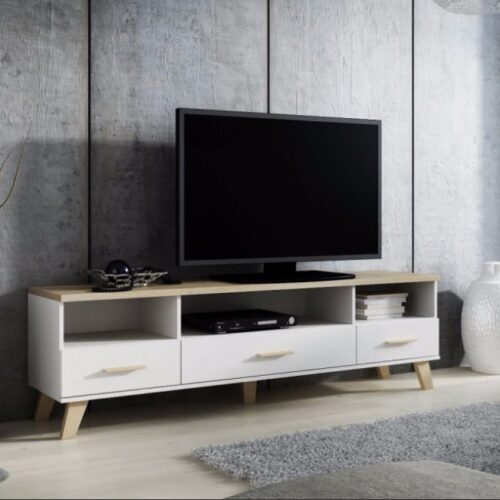 TV spintelė LOTTA 180 3s3K dimond balta/sonoma ąžuolas