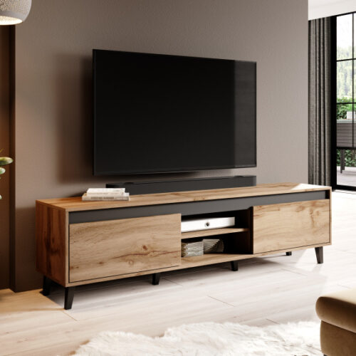 TV spintelė NORD II votan ąžuolas/antracitas/juoda