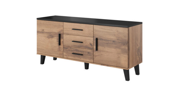 komoda LOTTA 150 (2D3S) wotan ąžuolas/juoda