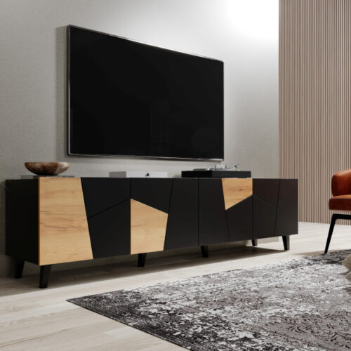 ETNA TV spintelė juoda/juoda/craft ąžuolas