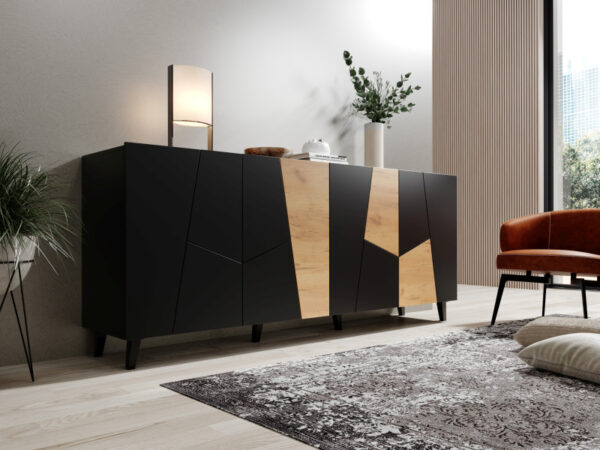 ETNA komoda matinė juoda/ matinė juoda/ craft ąžuolas
