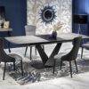 VINSTON išskleidžiamas stalas, spalva: viršus - tamsi pilka / juoda, kojelės - juoda
