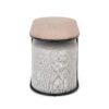 PAMPA, žurnalinis staliukas su pouffes, viršus: riešutas, kojelės: juoda, pufas: pilka