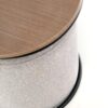 PAMPA, žurnalinis staliukas su pouffes, viršus: riešutas, kojelės: juoda, pufas: pilka