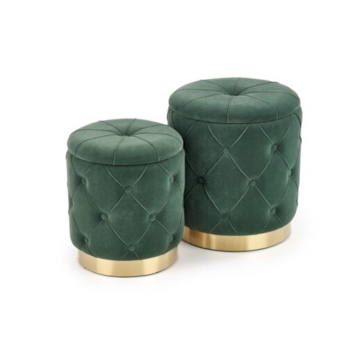 POLLY dviejų pufų rinkinys, spalva: tamsiai žalia