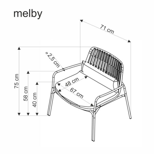 MELBY poilsio kėdė, balta / pilka