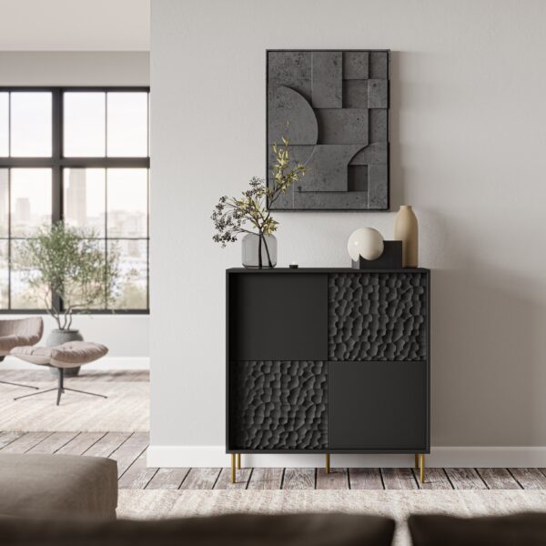 BULLET KM-2 komoda, juoda / auksinė