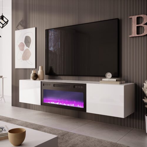 LIVO RTV 180 TV spintelė su židiniu, balta