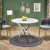 RAYMOND 2 stalas, baltas marmuras / sidabrinė