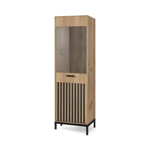 LAMINO W-1 vitrina, craft ąžuolas / juoda