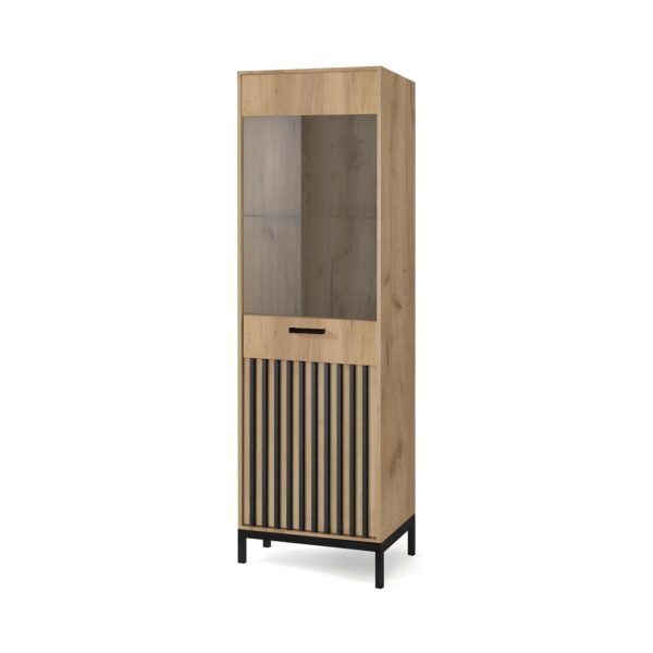 LAMINO W-1 vitrina, craft ąžuolas / juoda