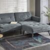 CORNELIUS išskleidžiama sofa su ottoman, spalva: pilka
