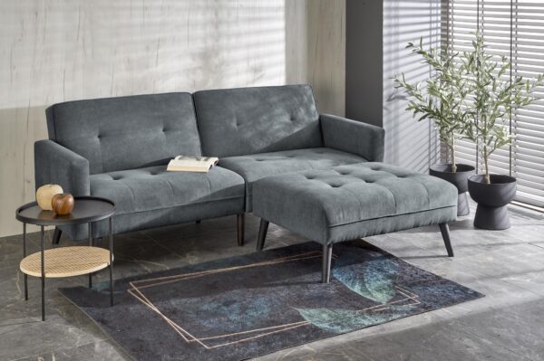 CORNELIUS išskleidžiama sofa su ottoman, spalva: pilka