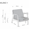 MILANO 1S, poilsio kėdė, smėlio CASTEL#15 / tamsus riešutas